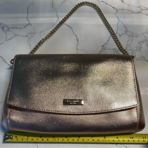 Kate Spade Rose Gold Laurel Way Greer Metallic Crossbody Bag with Chain - Picture 8 of 15